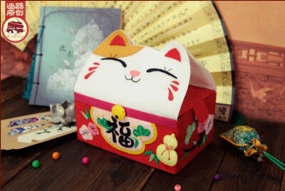 招财猫抽纸巾盒不织布材料包。我的微店： 猫先生的梦想屋 http://weidian.com/s/255035078?wfr=c