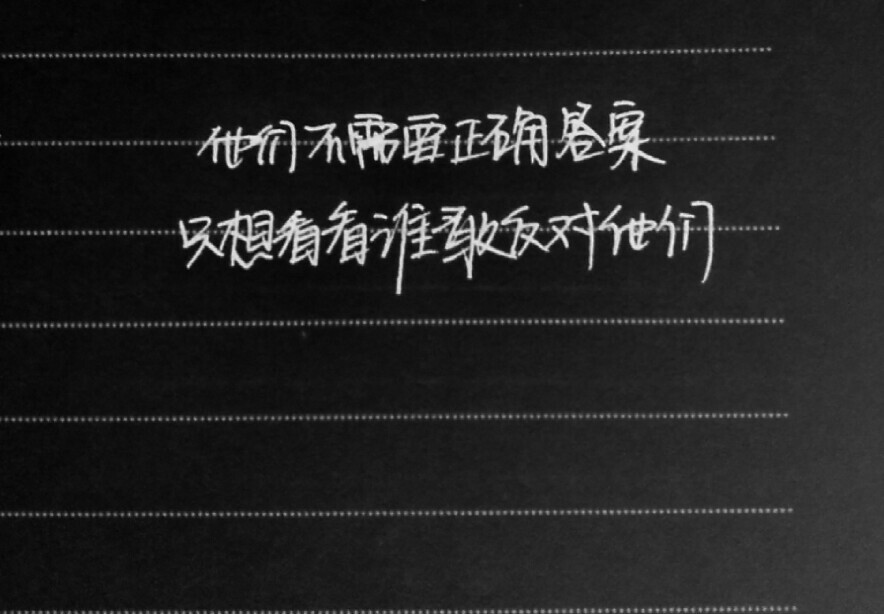 因为他们不需要正确答案，只想看看谁敢反对他们。——手写今何在《西游日记》经典语录