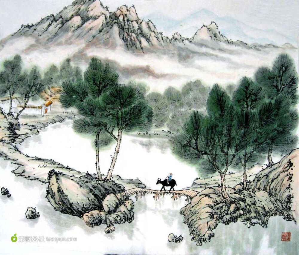 国画山水画水乡