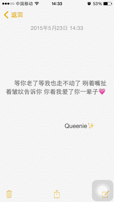 备忘录文字✨等你老了等我也走不动了 咧着嘴扯着皱纹告诉你 你看我爱了你一辈子