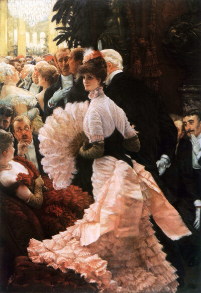 James Jacques Joseph Tissot(1836-1902)法国画家，以描绘维多利亚时期的社会生活和人物肖像著称，也画过一些宗教画。特别喜欢看人画衣服，相信我不是一个人。