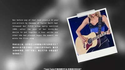 【TeamTaylor 字幕组】最近霉霉放出了1989巡演花絮，霉霉为了这个巡演舞台、巡演花费了很多精力和时间，当她开始写第一首歌的时候就心想要把这个巡演和她以前的巡演做的不一样。7个月的策划，3个月的配乐彩排，纳什…