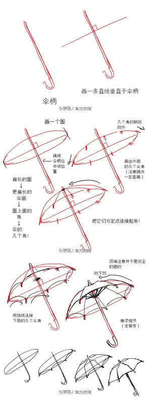 教你如何画伞