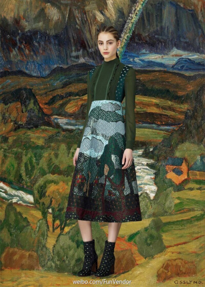 Valentino Pre-Fall 2015油画系列，手工刺绣印花创造的璀璨艺术品。