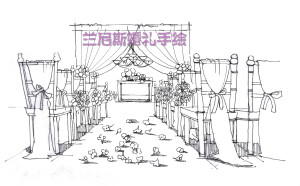 手绘 婚礼 线稿表现 婚礼场景