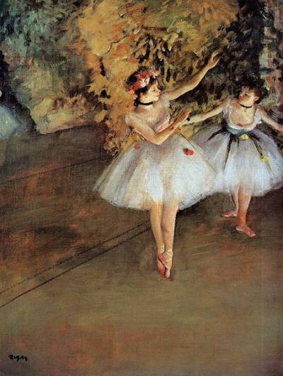 跳芭蕾舞的女孩。作者：法国印象派画家Edgar Degas（1834—1917）