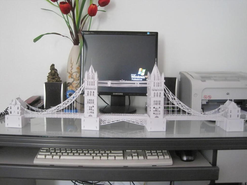 英国伦敦塔桥 立体纸雕 立体构成 立体贺卡 立体纸艺 3D纸模型 纸立体造型 手工DIY