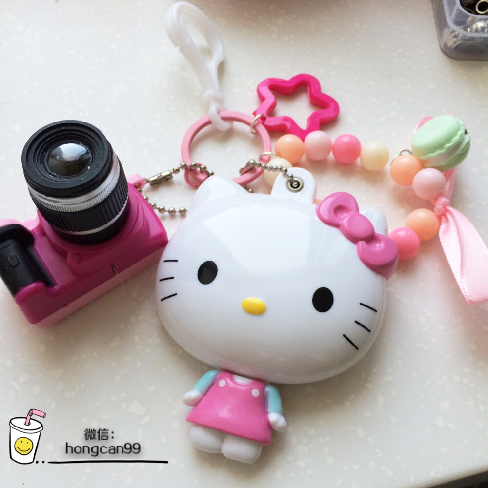 手工hello kitty钥匙扣hello kitty化妆镜钥匙扣包挂饰