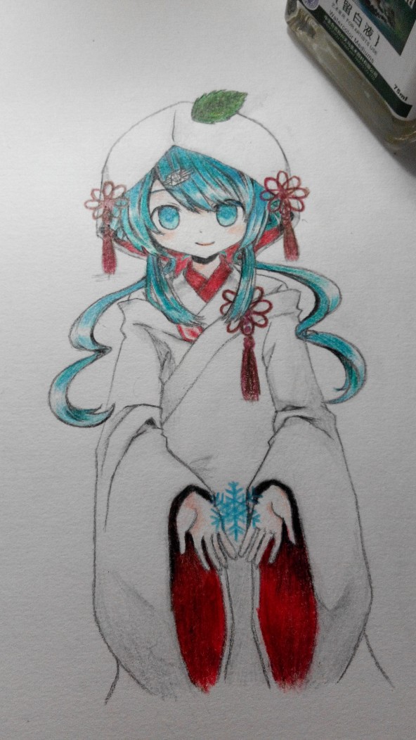 临摹；雪初音；嘴歪了！ ಥ_ಥ