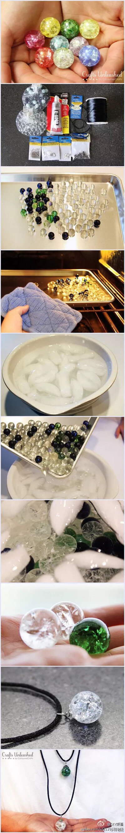 玻璃珠变冰裂技巧。DIY。废物利用。