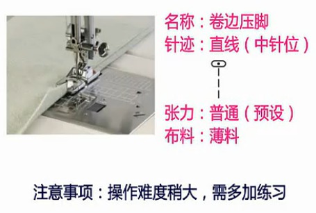 直线卷边压脚3mm宽度