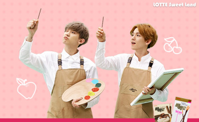 EXO 朴灿烈 Chanyeol 边伯贤 Baekhyun #灿白 #Lotte sweet land