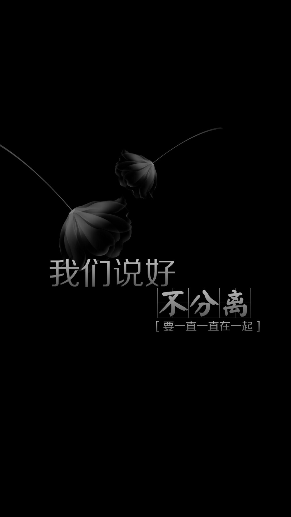 【我们说好的不分离要一直一直在一起】[禁二改禁商用]更多de原创自制壁纸，平铺壁纸，文字壁纸，萌壁纸，锁屏壁纸，英文壁纸，字母壁纸，星空壁纸，星座壁纸，励志壁纸，iPhone壁纸，手机壁纸，电脑壁纸，心情文字等。更多美美哒的壁纸请关注：Hellerr（底图与文素大多来源网络，侵删）