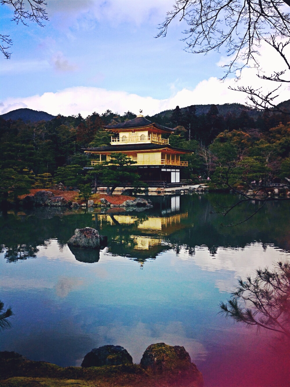 #15/0528##金閣寺#风景一角 大河风 旅游 日本 意境 寒冷 小径 山水 手机壁纸