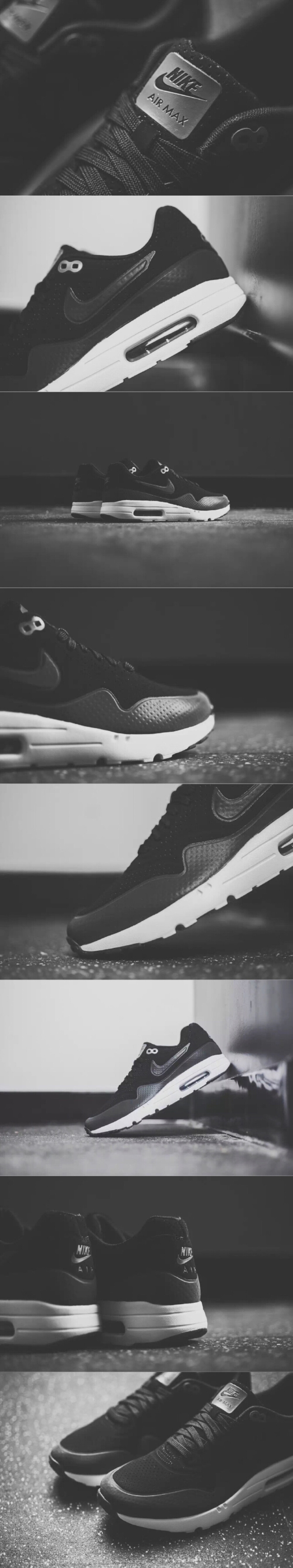 NIKE AIR MAX 1 ULTRA MOIRE - BLACK/DARK GREY，简约的黑白配色，适合搭配任何风格！运用革新的中底技术，让脚感更加轻盈！鞋面布满了透气孔，让你的双脚在即将到来的夏季里，依旧凉爽！¥858