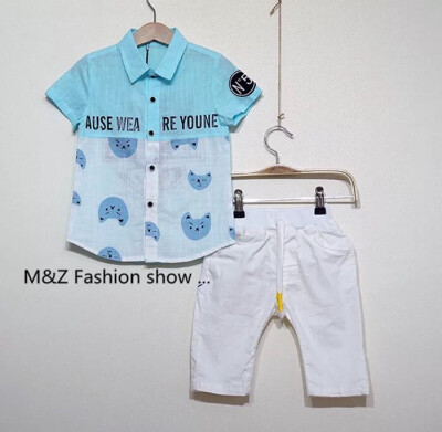 MZ fashoin show新品 儿童亚麻短袖衬衫 棉麻短裤 淘宝店铺名：MZ fashion show 网址：mzfashionshow.taobao.com