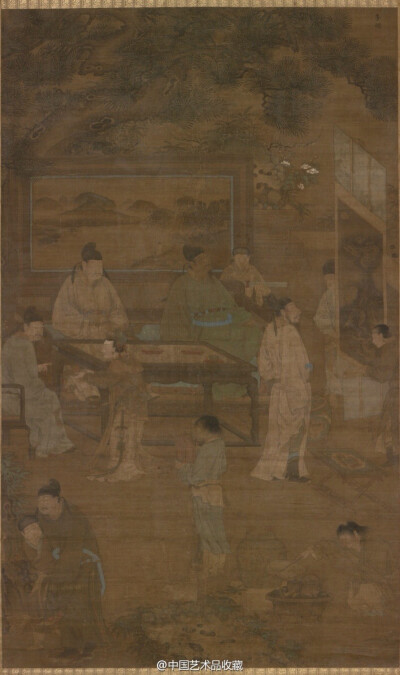 【 元 任仁发（传）《琴棋书画图》 】立轴，绢本设色，172.8×104.2cm×4，日本东京国立博物馆藏。 任仁发政务餘暇时爱好诗文书画，擅长毛笔书法，尤精於画人物和鞍马。其绘画用笔遒劲，线条简练，设色典雅，形象真实…