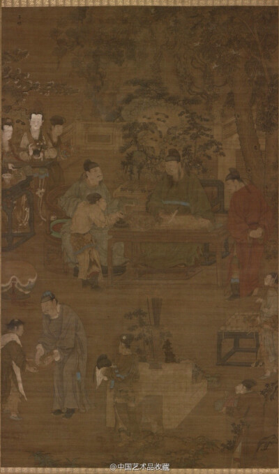 【 元 任仁发（传）《琴棋书画图》 】立轴，绢本设色，172.8×104.2cm×4，日本东京国立博物馆藏。 任仁发政务餘暇时爱好诗文书画，擅长毛笔书法，尤精於画人物和鞍马。其绘画用笔遒劲，线条简练，设色典雅，形象真实…