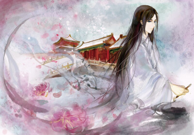 长发披肩，自是洒脱