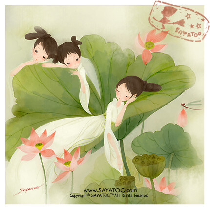 sayatoo 古典插画—清新美丽的仕女仙子【娇荷】