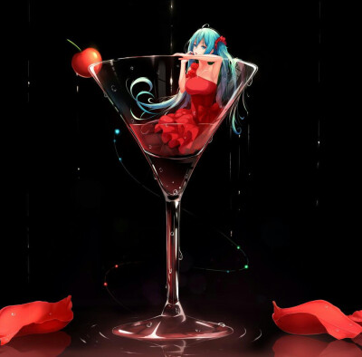 初音未来 红色 玻璃杯