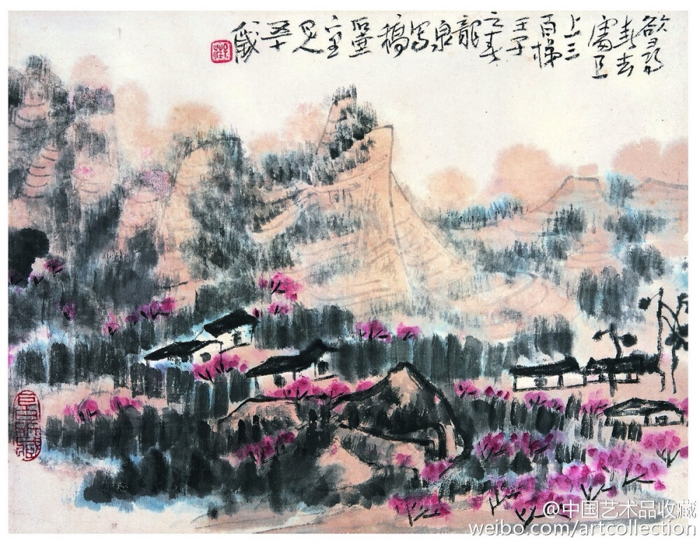 【 陈子庄 《画山水》 】巴蜀画坛奇才陈子庄（1913-1976），原名陈福贵，重庆永川人，有兰园、南原、十二树梅花书屋主人等号，晚年直称石壶。陈子庄宗唐宋元明清诸家，兼吸民间技法，博采众长，自成一格。被誉为“中国的梵高”。他擅山水，多取乡村田园小景入画，既有文人气息，又富民间情味。