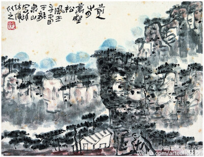 【 陈子庄 《画山水》 】巴蜀画坛奇才陈子庄（1913-1976），原名陈福贵，重庆永川人，有兰园、南原、十二树梅花书屋主人等号，晚年直称石壶。陈子庄宗唐宋元明清诸家，兼吸民间技法，博采众长，自成一格。被誉为“中…