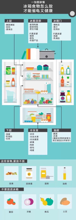 冰箱食物放置示意图