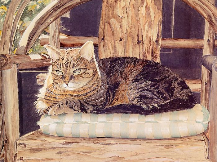 画家笔下的可爱猫咪壁纸 - Lyn Estall 猫咪插画 - 可爱手绘猫咪桌面 Cat paintings fantasy cat art16