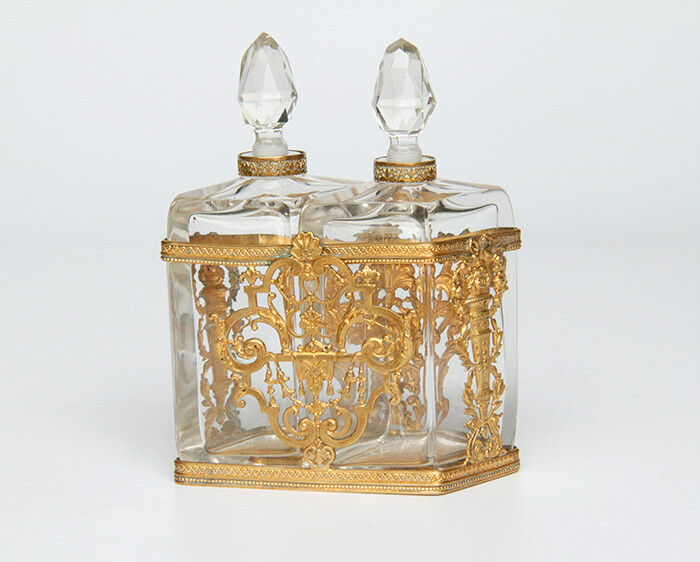 19世纪末 法国 铜，水晶：麦穗与枝叶的雕花体现法式设计的优雅