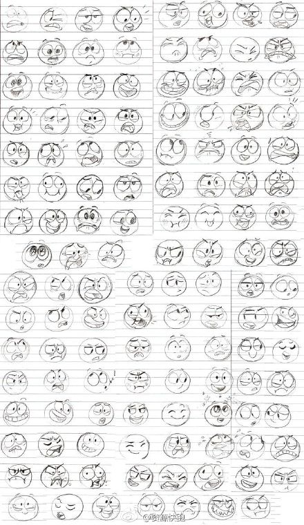 简笔画手账素材颜文字表情