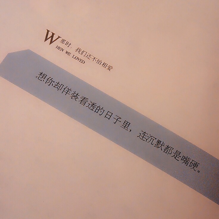 想你却佯装看透的日子里，连沉默都是嘴硬。《那时我们还不怕相爱》飞行官小北