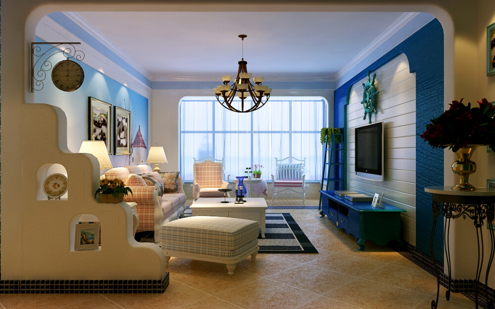 地中海风格的客厅 也比较喜欢 但还是更喜欢美式