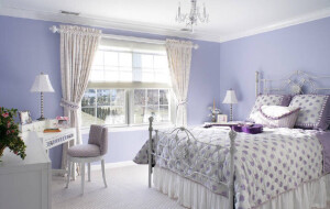 浪漫的紫色调卧室，颜色清新舒适，喜欢