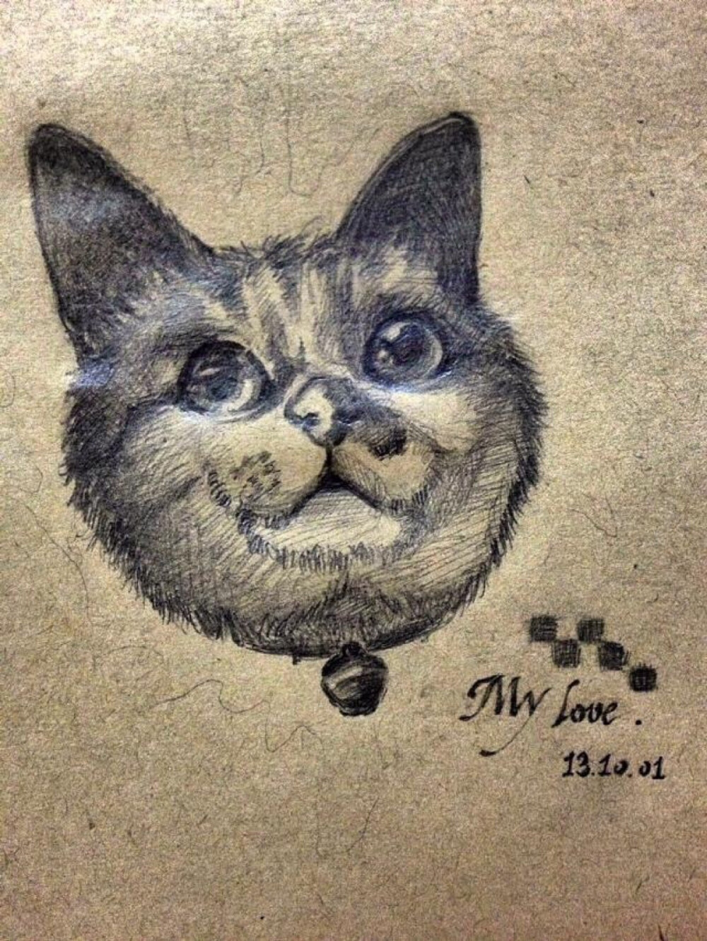 #手绘##黑白##猫##纹身#【MiRu随变画】就一个回忆，亲爱的你…