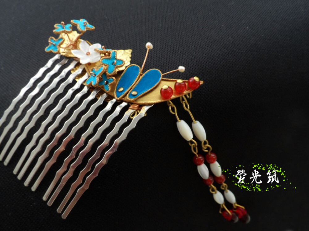 纯手工制作鹅毛仿点翠发梳-【寒宫月桂】http://item.taobao.com/item.htm?id=520016659756