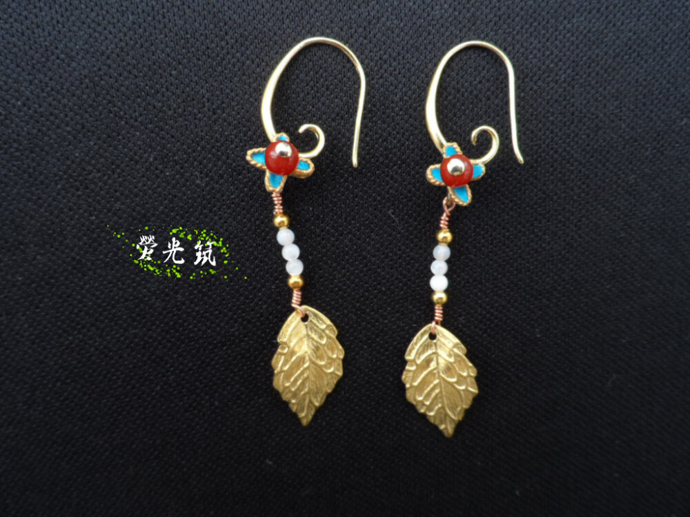 纯手工制作鹅毛仿点翠耳坠-【桂花耳坠】http://item.taobao.com/item.htm?id=520016795113