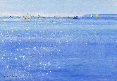 夏天的那片海。作者：英国水彩画家Richard Thorn