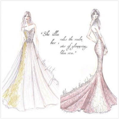【笔尖时尚】Alvina Valenta 2015春夏婚纱系列 手绘插画 设计稿 婚纱礼服 线条的魅力