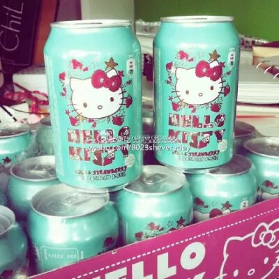 HELLO KITTY草莓可乐汽水330ml (拉脱维亚进口 罐 ) by.沈弘