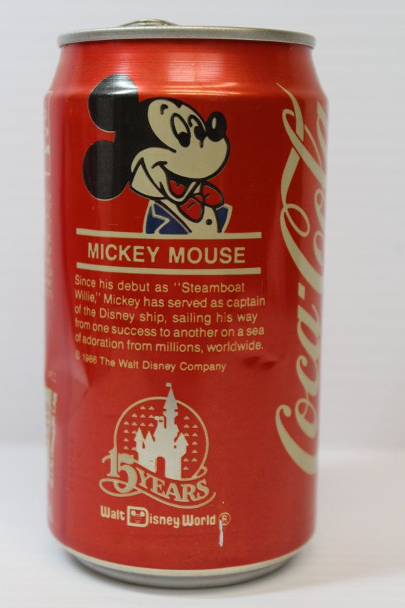 1986 Vintage Mickey Mouse Walt Disney World 15th Anniversary Coca Cola. by.沈弘