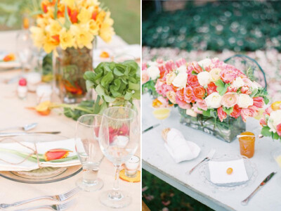 花朵装饰的餐桌