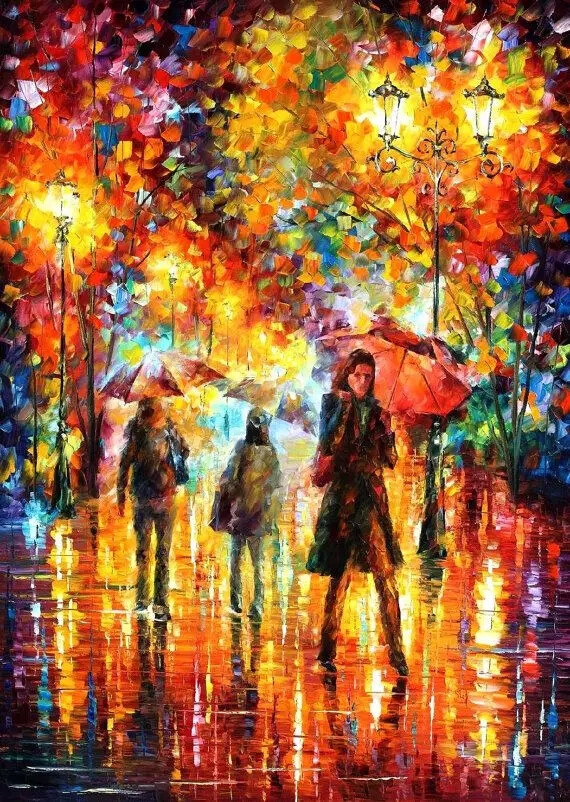 李奥尼德·阿夫列莫夫（Leonid Afremov）当代最著名的现代印象派艺术家。以调色刀作画，他的绘画技巧、色彩上的层次运用纯熟浑厚， 令人惊叹。转自烩设计