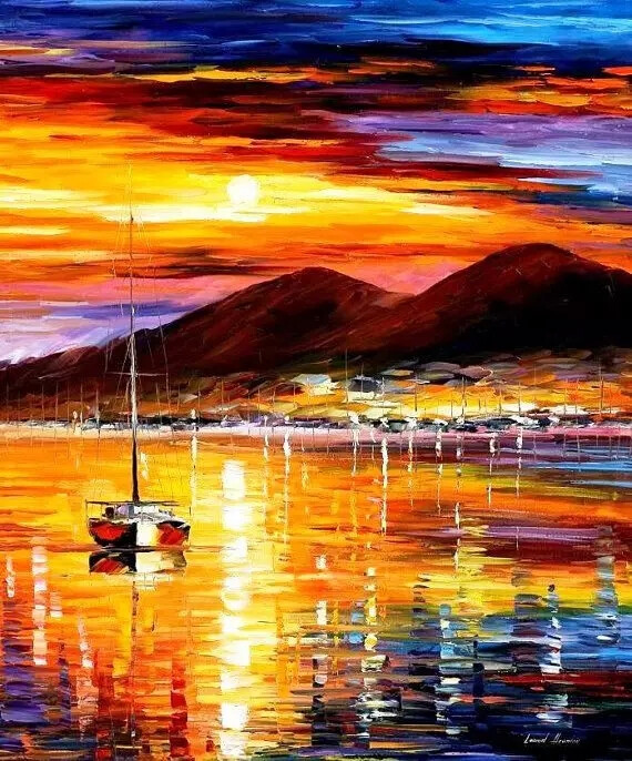 李奥尼德·阿夫列莫夫（Leonid Afremov）当代最著名的现代印象派艺术家。以调色刀作画，他的绘画技巧、色彩上的层次运用纯熟浑厚， 令人惊叹。转自烩设计