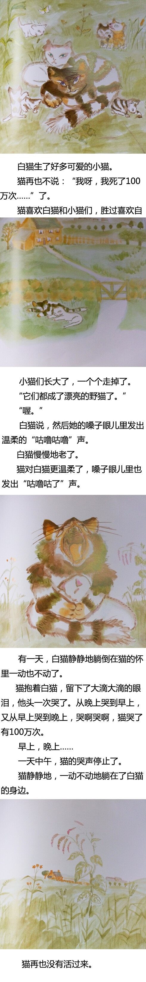 （6）书名《活了100万次的猫》：猫的哭让我撕心裂肺。（ps 喜欢请购买正版书）