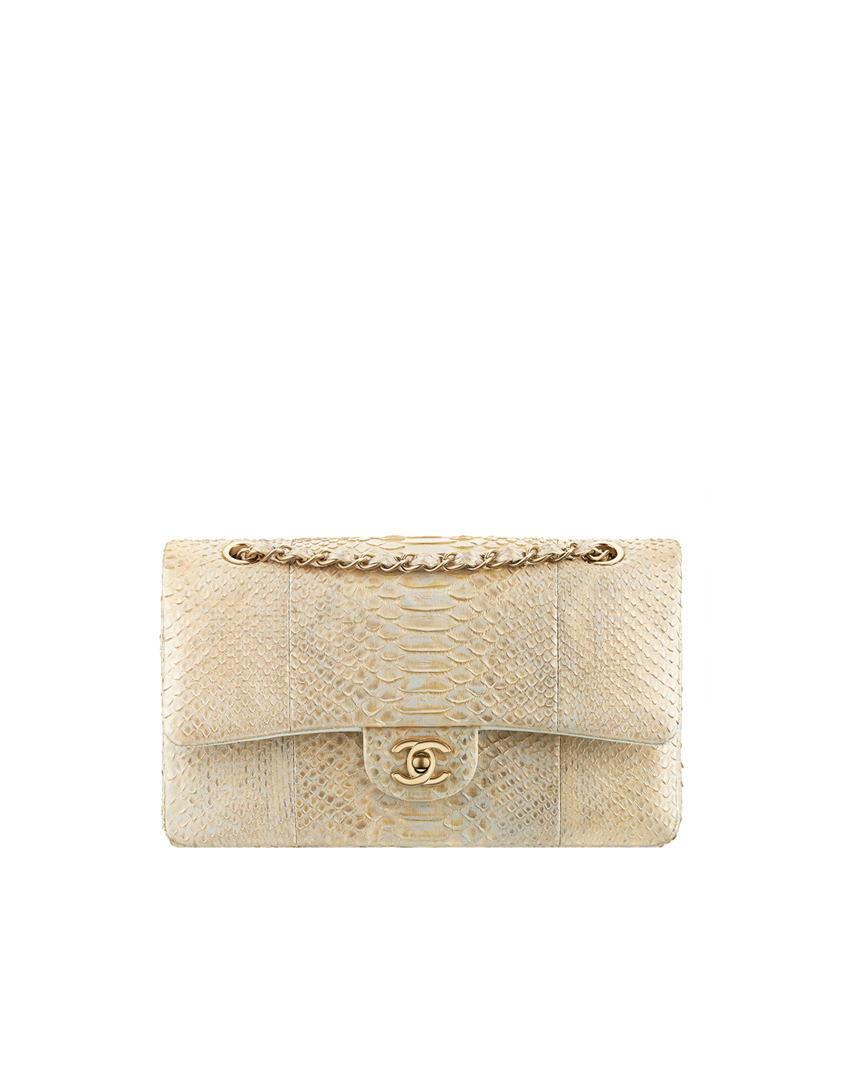 香奈儿包包,香奈儿包包2015春夏系列,蟒蛇皮经典口盖包,尺寸16 x 26 x