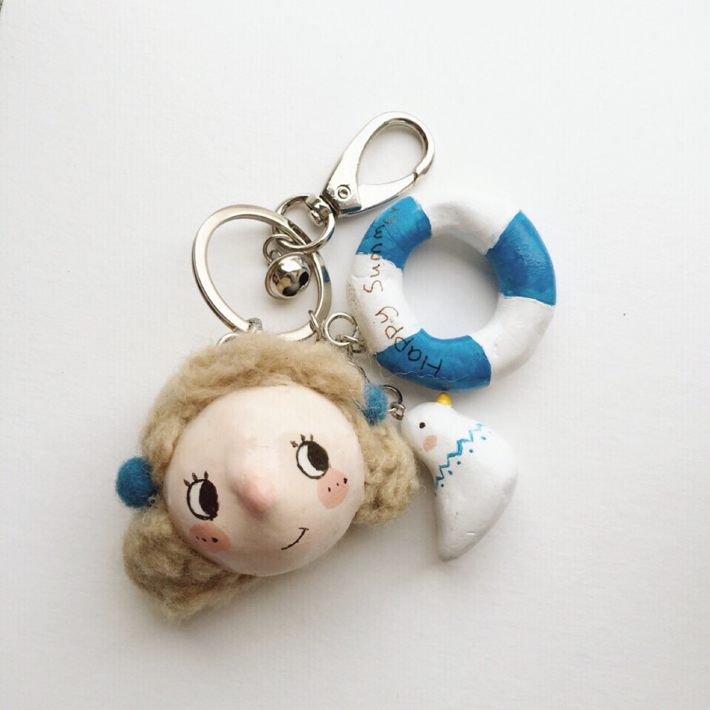 原创设计 海洋风黏土娃娃挂饰 钥匙链