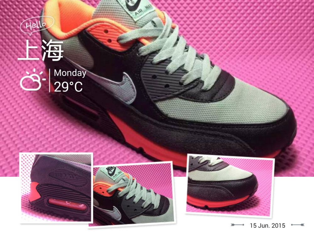 #Mr.J潮品#Nike air max90 很帅气的一款气垫鞋 自带内增高不说 网面的鞋面完全透气 气垫鞋底爽翻整个夏天