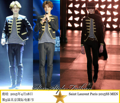 150418 北京国际电影节华语电影新焦点晚会 军装外套 海军风条纹衫 Saint Laurent , 靴子 Hedi