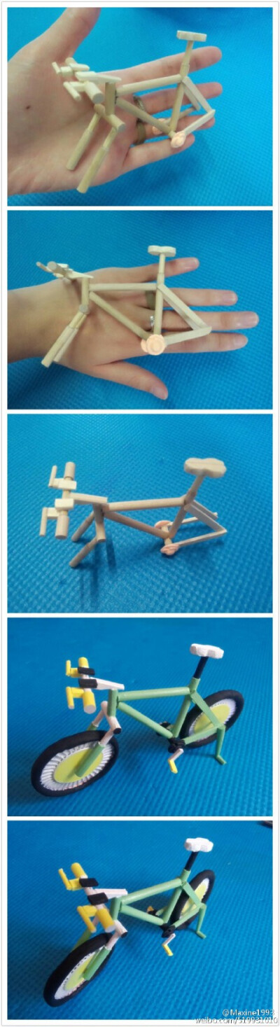 (手工DIY 废物利用)圆筷子做的自行车